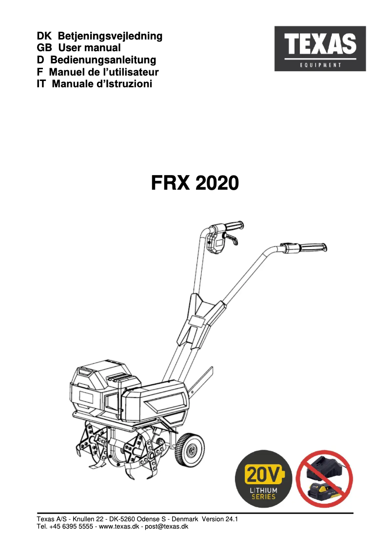 Página nº 1 - Manual de usuario Texas FRX2020
