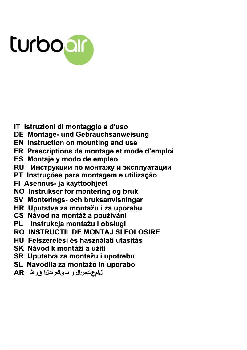 Página 1 del manual Manual de usuario Turbo air Diva BL/F/55