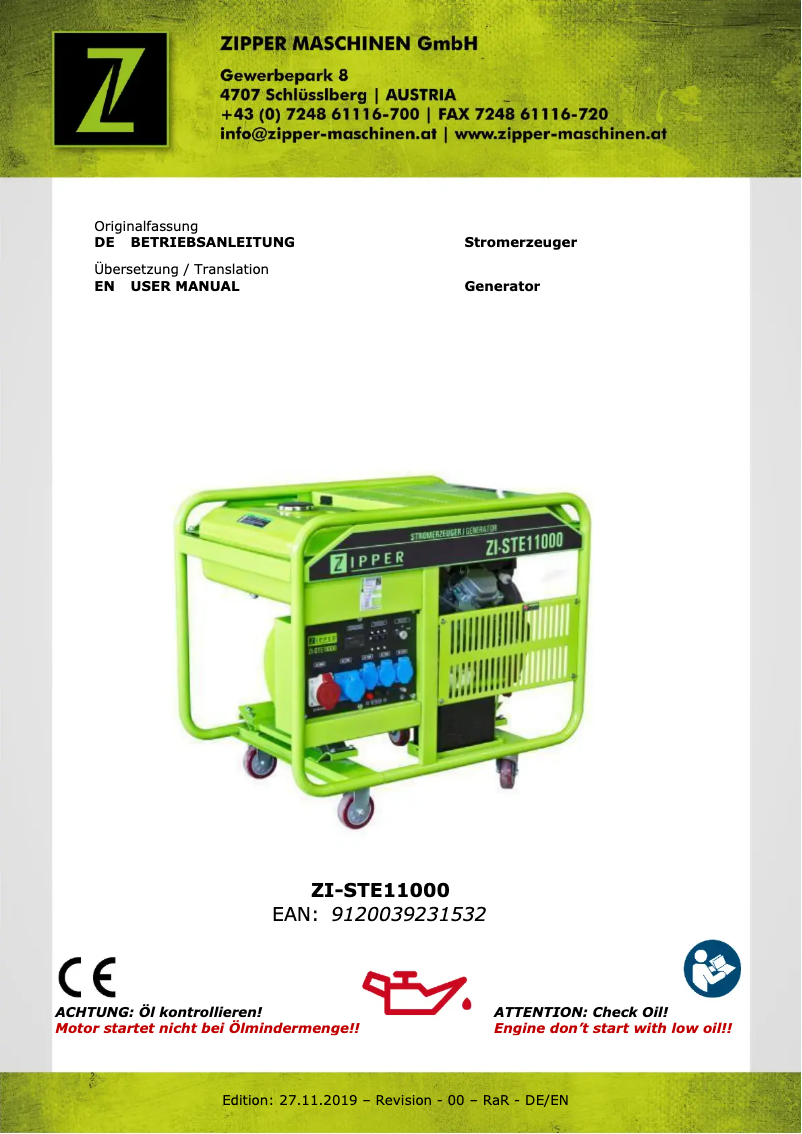 Página nº 1 - Manual de usuario Zipper ZI-STE11000