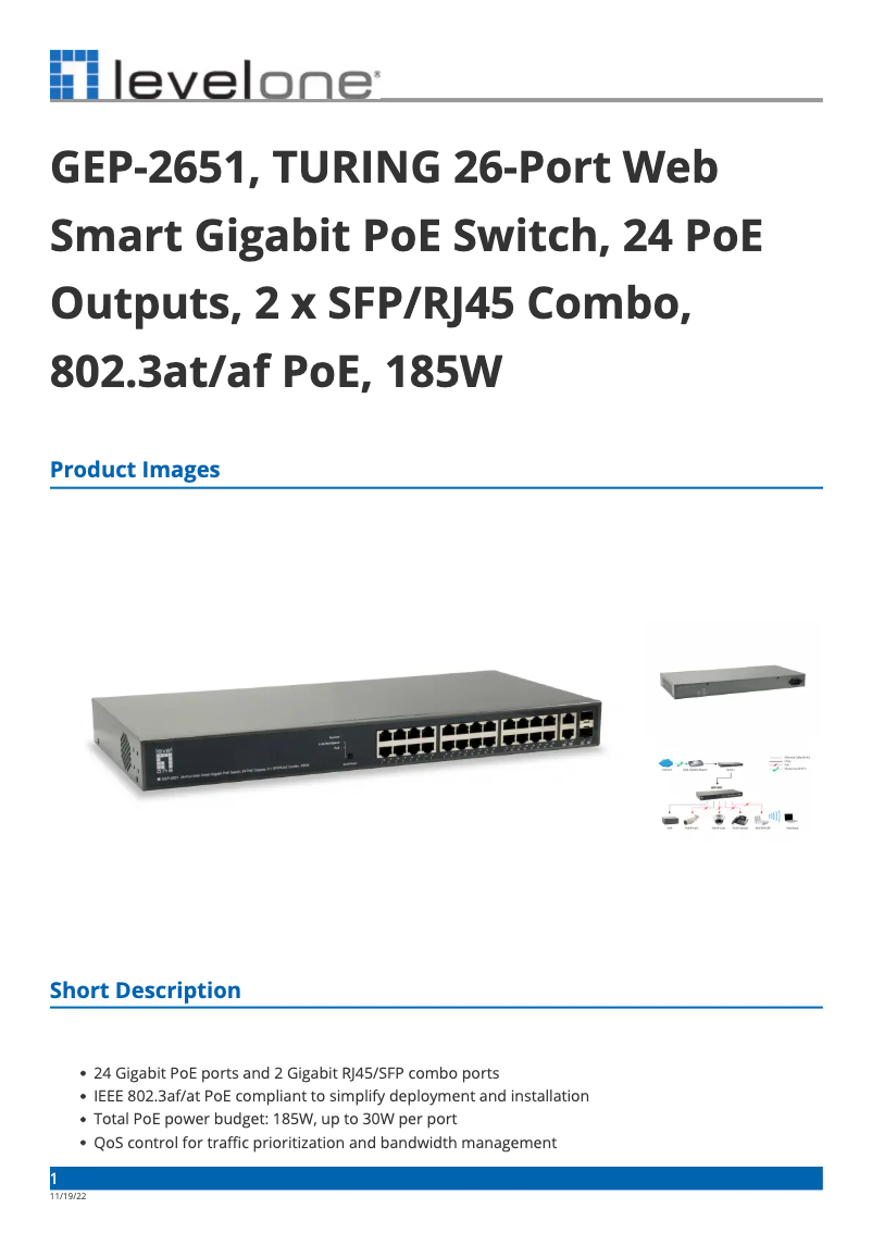 Página 1 del manual Ficha técnica LevelOne GEP-2651