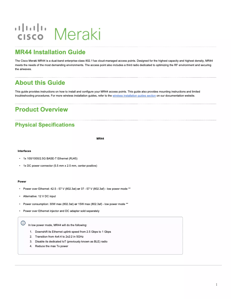Imagen de la primera página del manual del dispositivo MR44