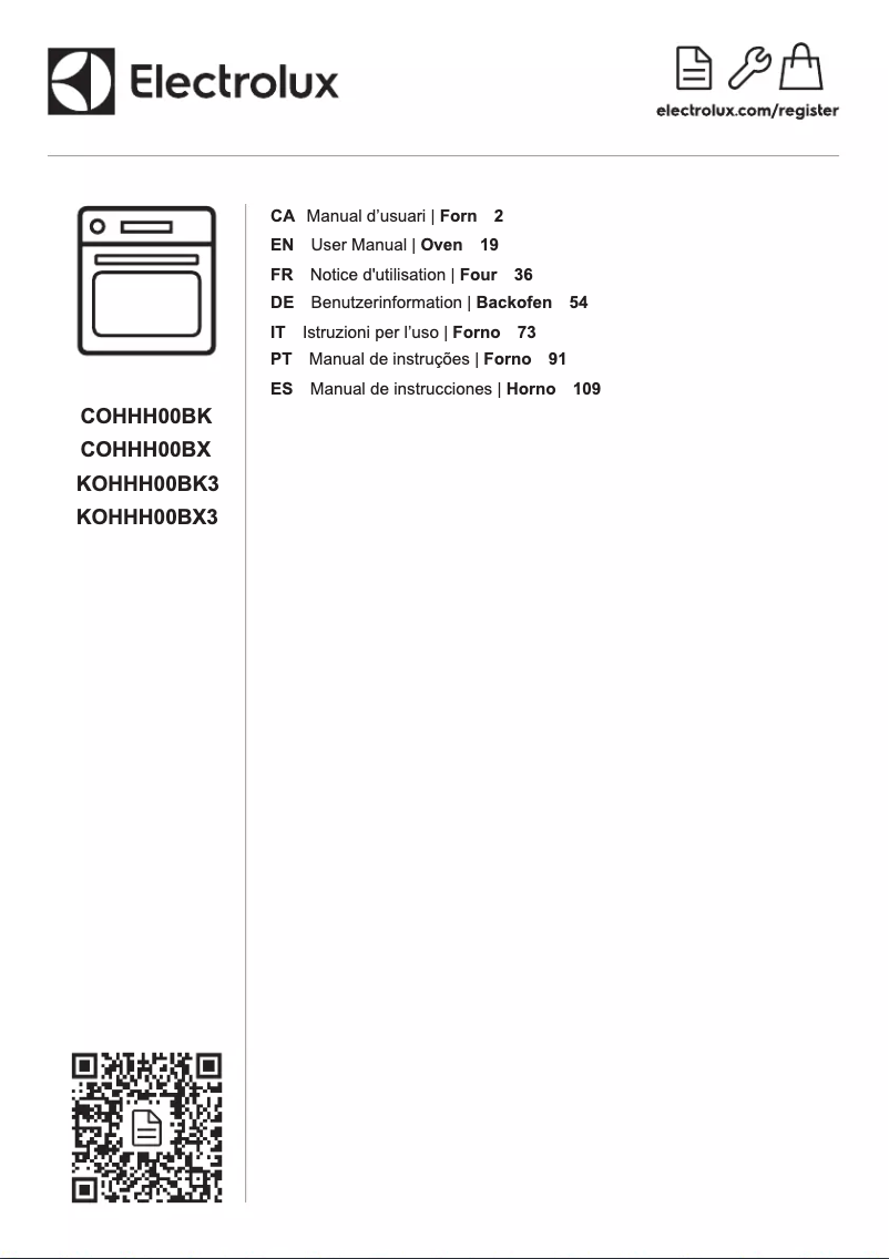 Página 1 del manual Manual de usuario Electrolux KOHHH00BX3