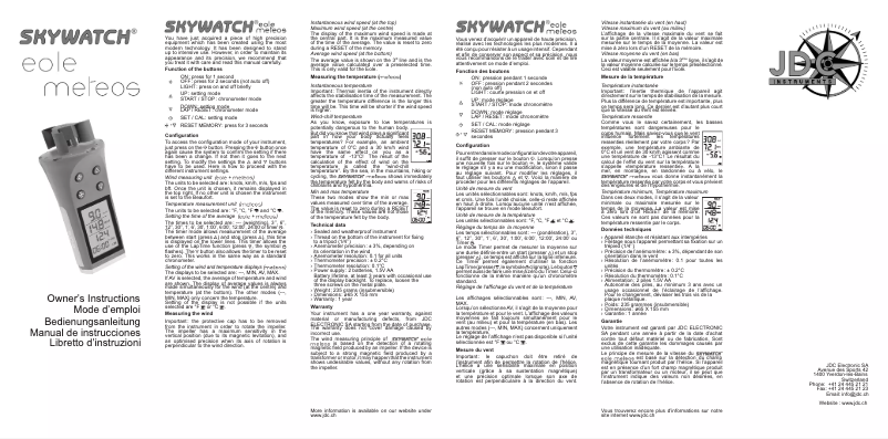 Imagen de la primera página del manual del dispositivo Skywatch Eole