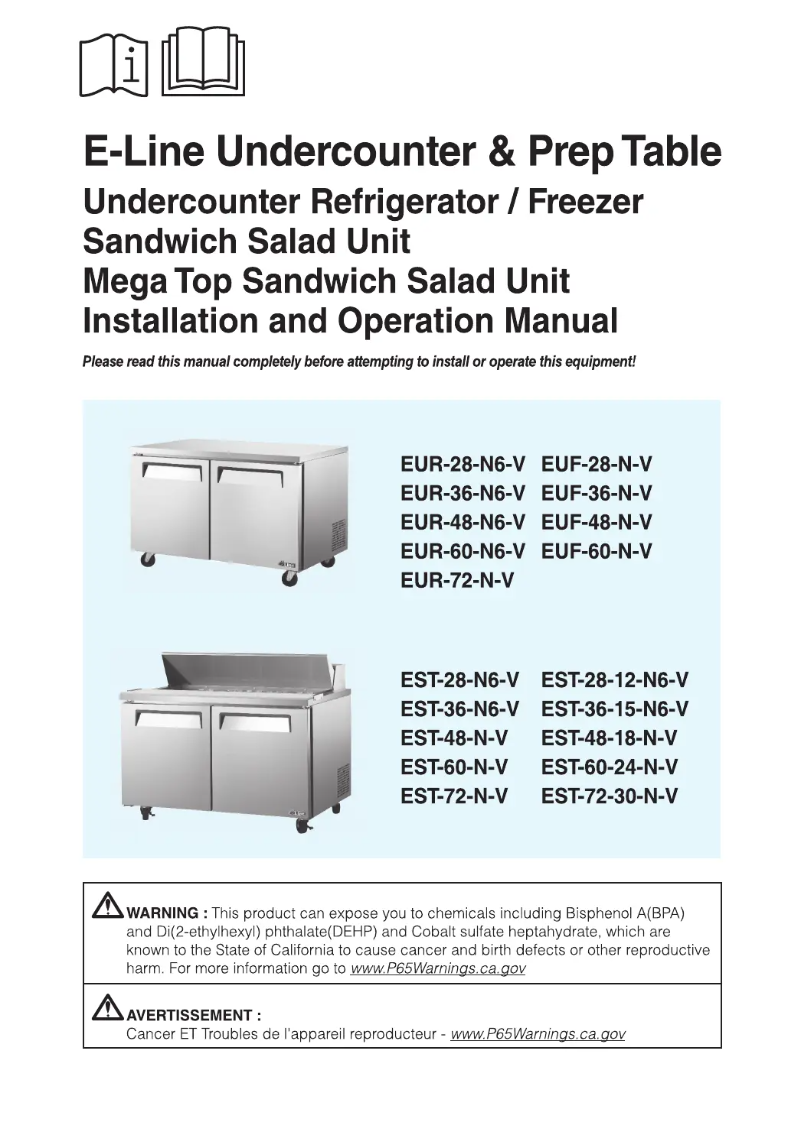 Página 1 del manual Manual de usuario Turbo air EST-72-30-N-V