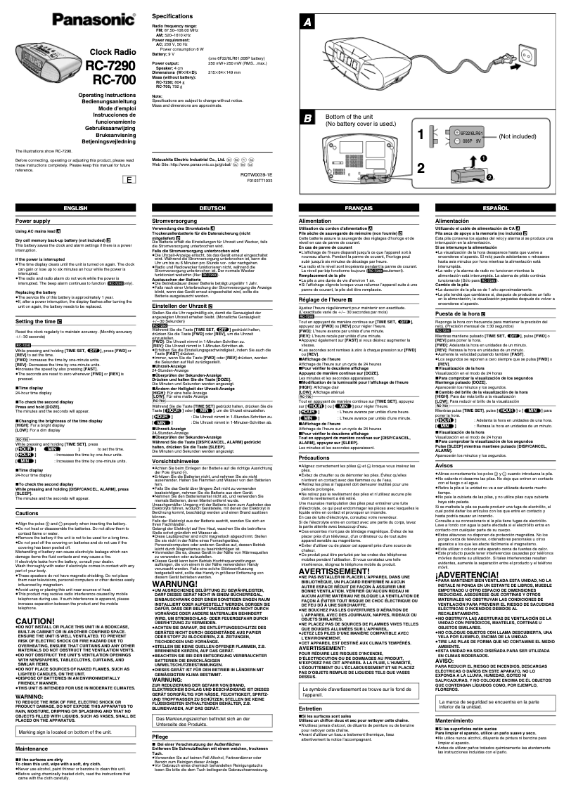 Imagen de la primera página del manual del dispositivo RC-7290