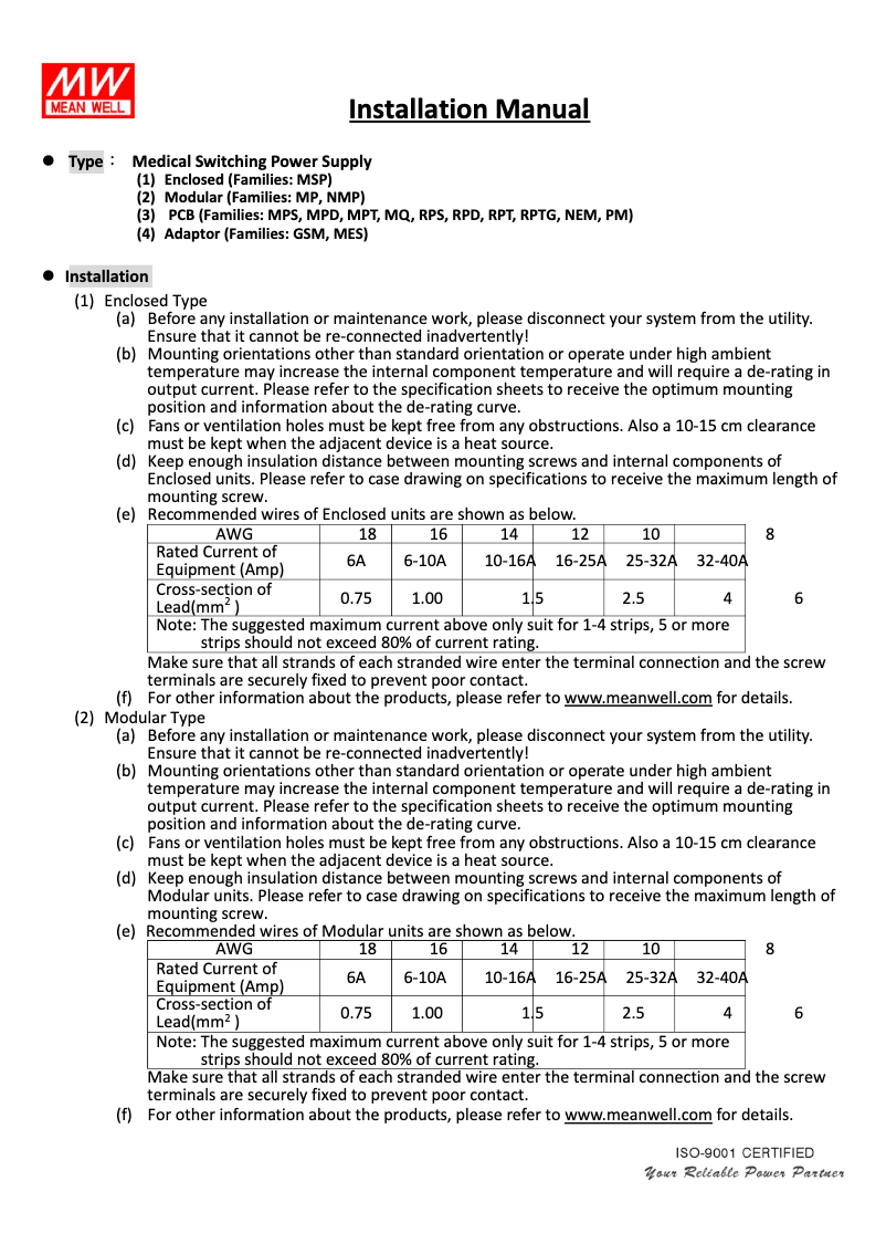 Imagen de la primera página del manual del dispositivo RPS-160-12