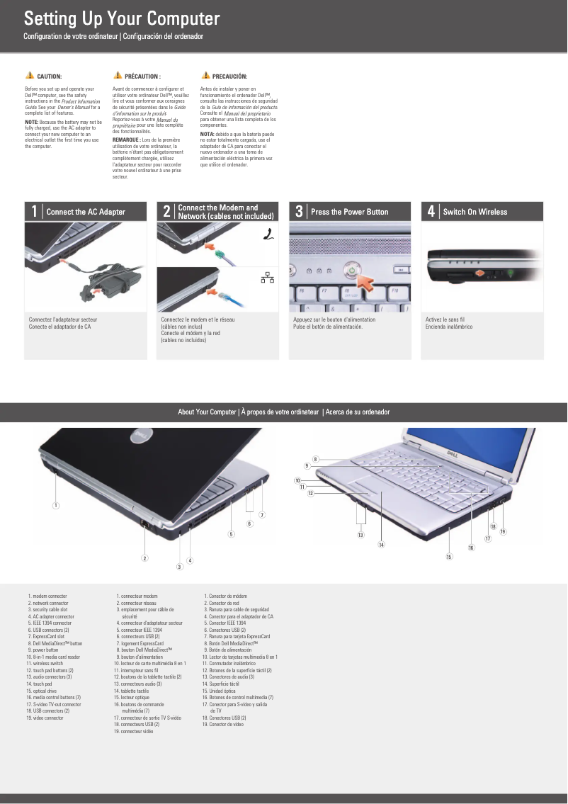 Imagen de la primera página del manual del dispositivo Inspiron 1420
