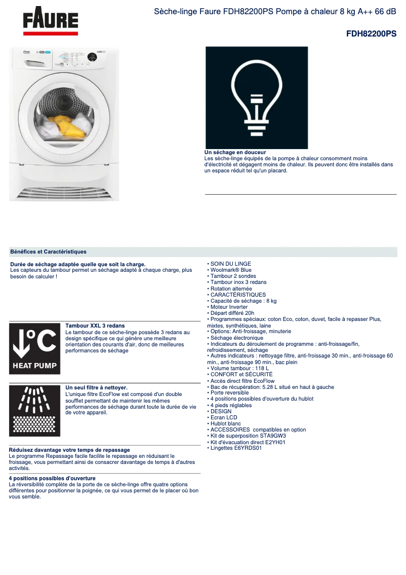 Página nº 1 - Ficha técnica Faure FDH82200PS