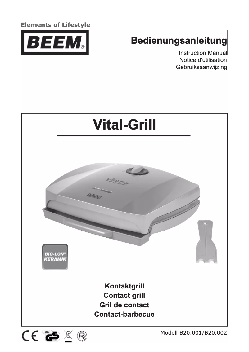 Imagen de la primera página del manual del dispositivo Vital-Grill