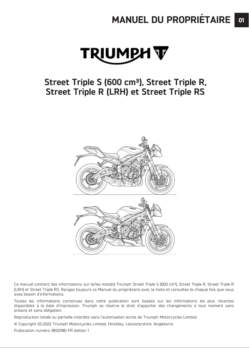 Página 1 del manual Manual de usuario Triumph Street Triple S (2022)