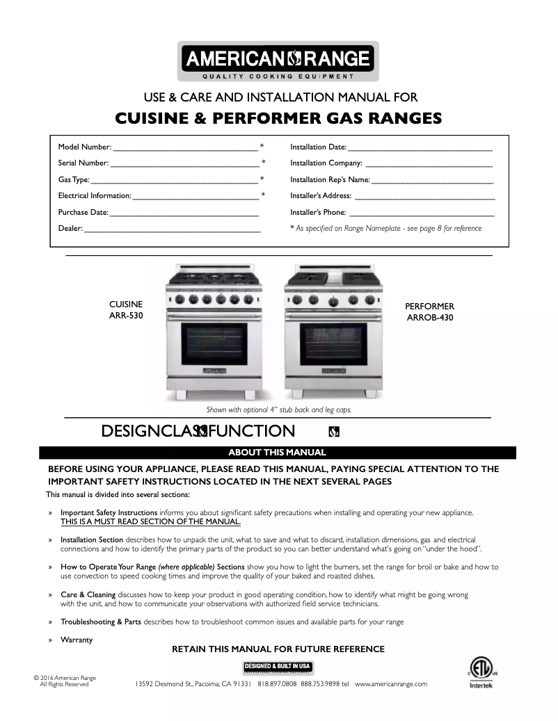 Imagen de la primera página del manual del dispositivo ARR6602GRL