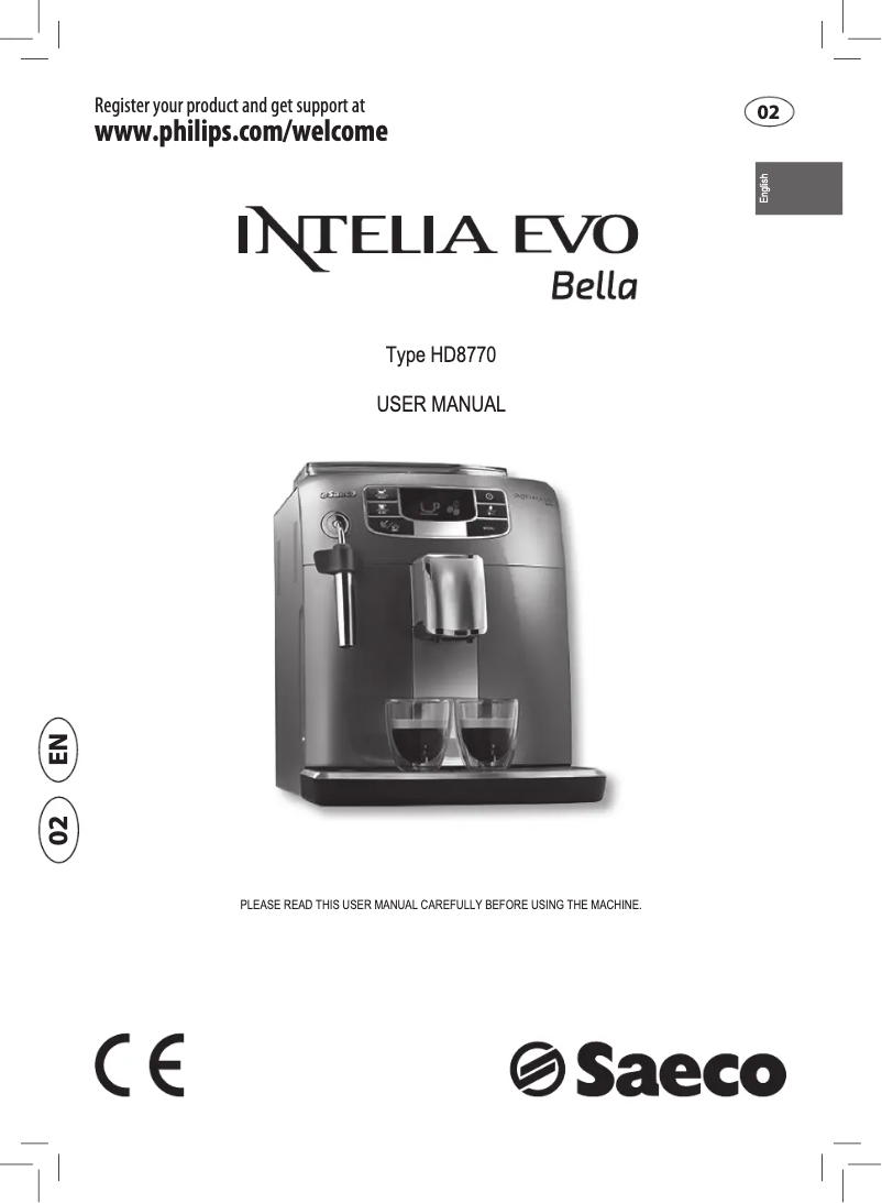 Imagen de la primera página del manual del dispositivo Saeco Intelia Evo Bella HD8770
