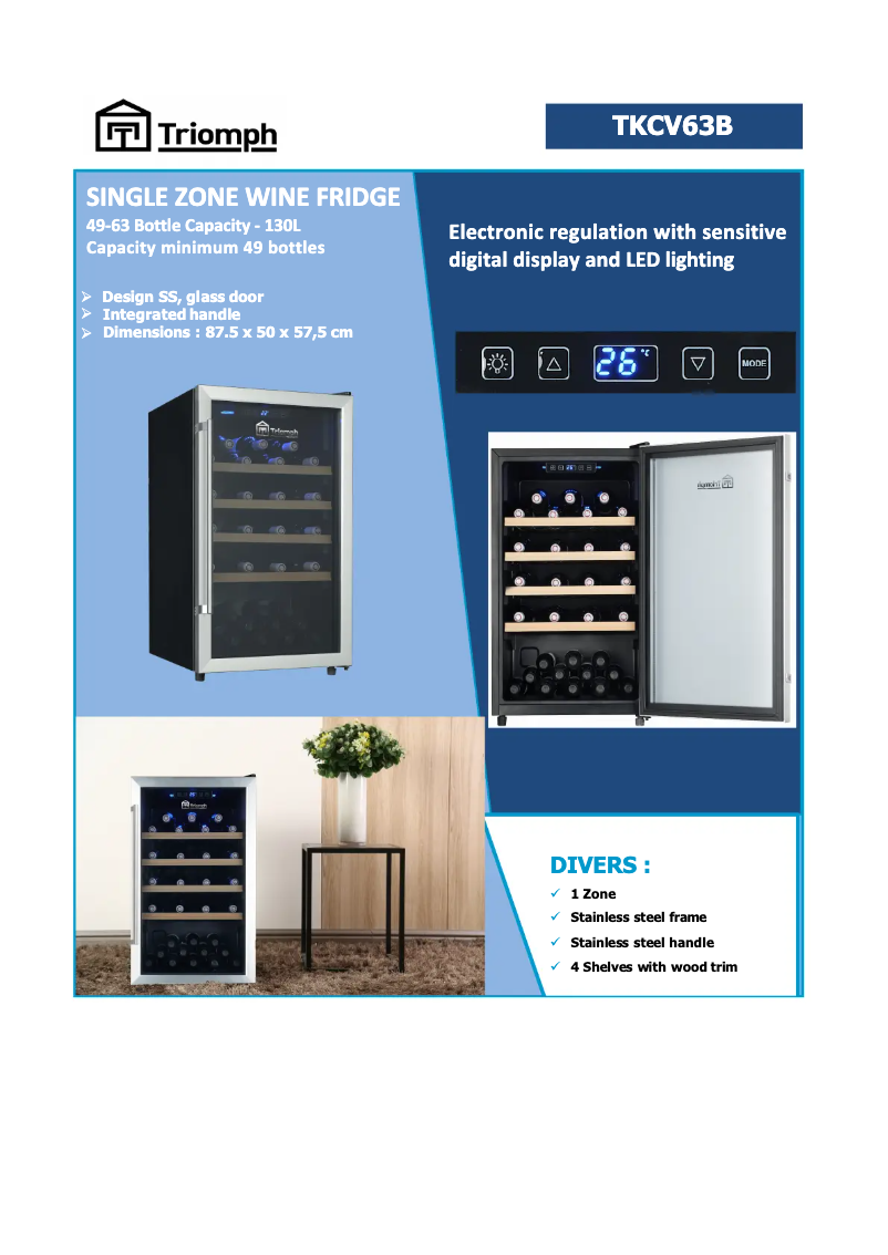 Página 1 del manual Ficha técnica Triomph TKCV63B