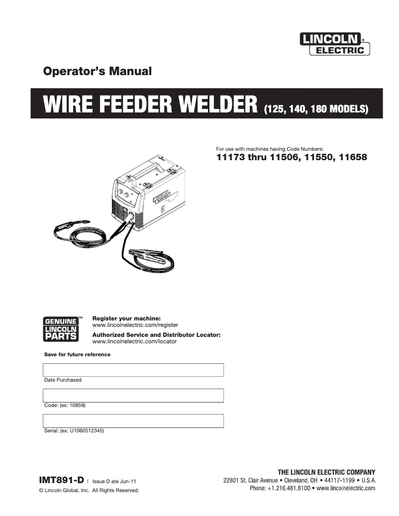 Página nº 1 - Manual de usuario Lincoln Electric EASY MIG 180