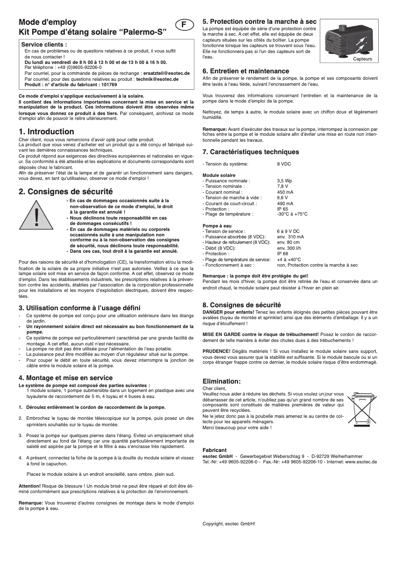 Imagen de la primera página del manual del dispositivo Palermos-S