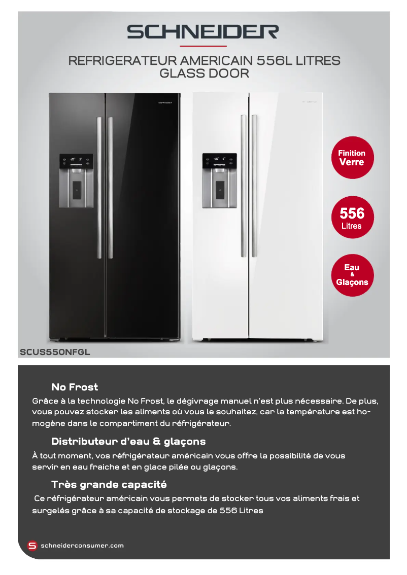 Página 1 del manual Ficha técnica Schneider SCUS550NFGLB