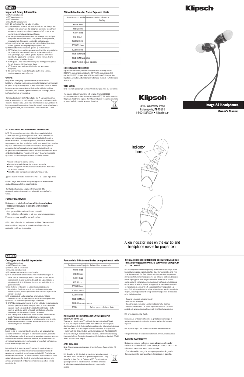 Página 1 del manual Manual de usuario Klipsch S4 (II)
