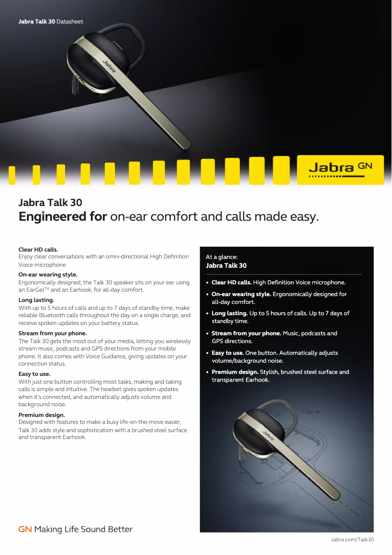 Página 1 del manual Ficha técnica Jabra Talk 30