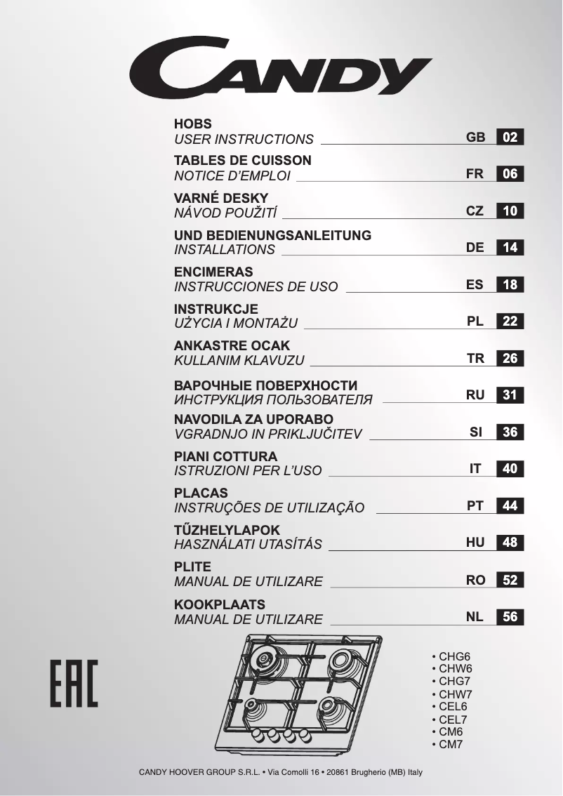 Imagen de la primera página del manual del dispositivo CHW6BRX NL