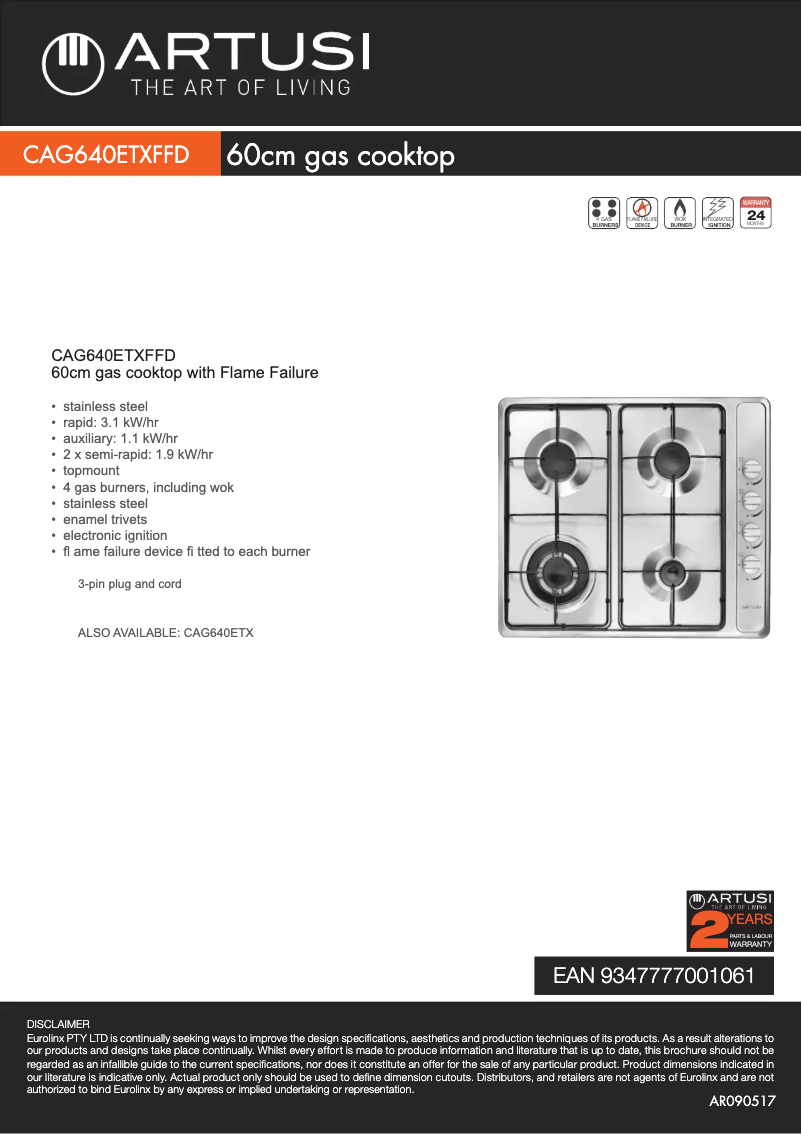 Página 1 del manual Manual de usuario Artusi CAG640ETX