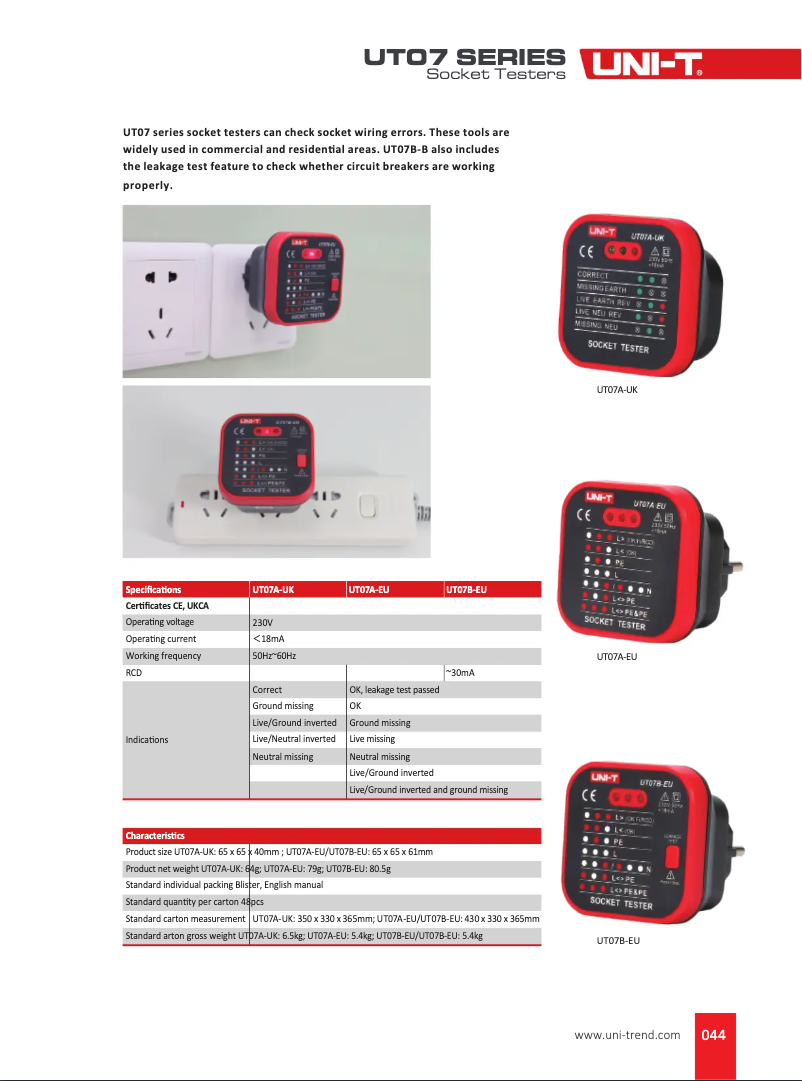 Imagen de la primera página del manual del dispositivo UT07B-EU