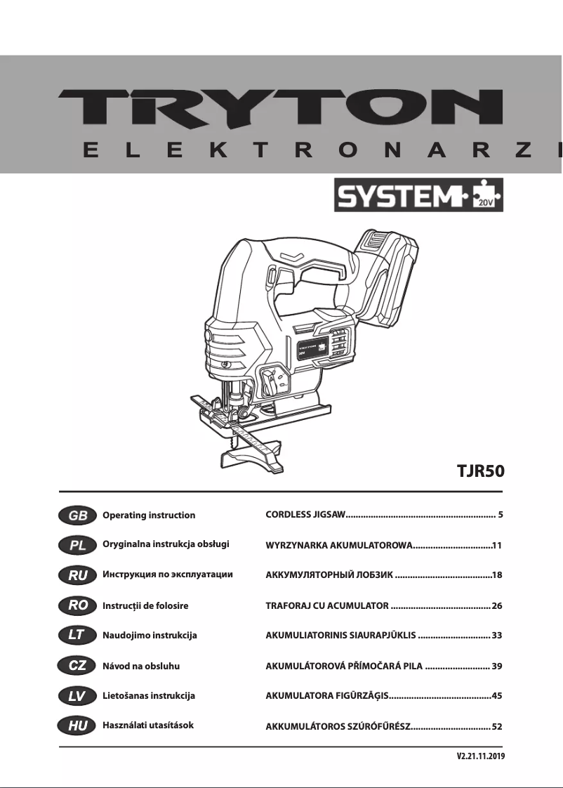 Imagen de la primera página del manual del dispositivo TJR50