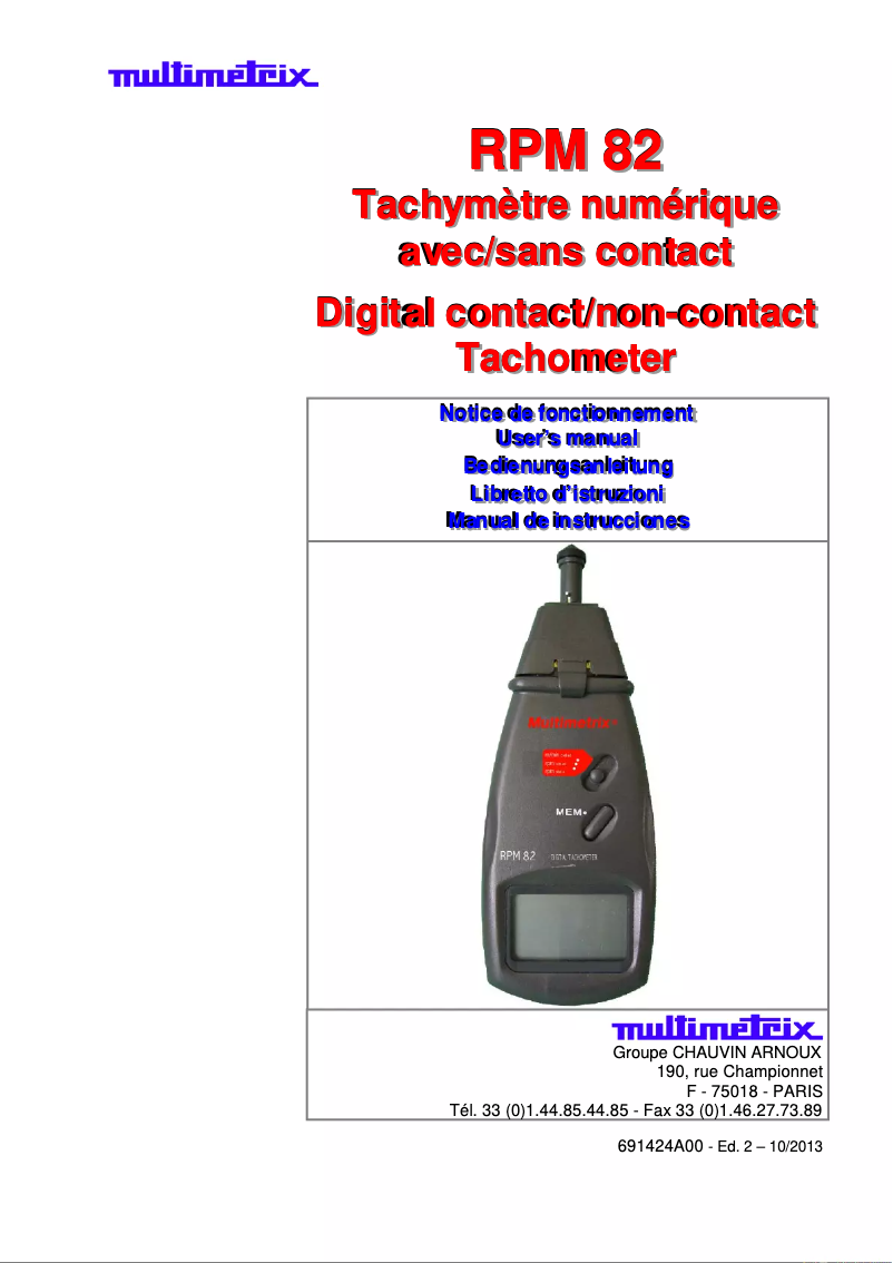 Imagen de la primera página del manual del dispositivo RPM82