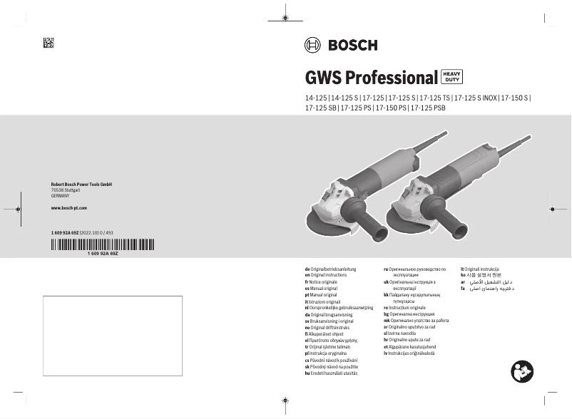 Página nº 1 - Manual de usuario Bosch GWS 17-125 PSB Professional
