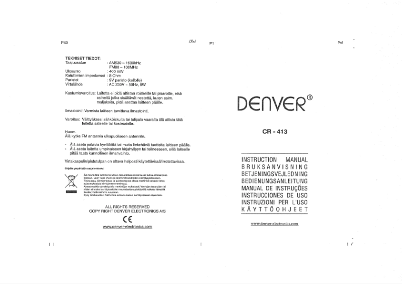 Imagen de la primera página del manual del dispositivo CR-413