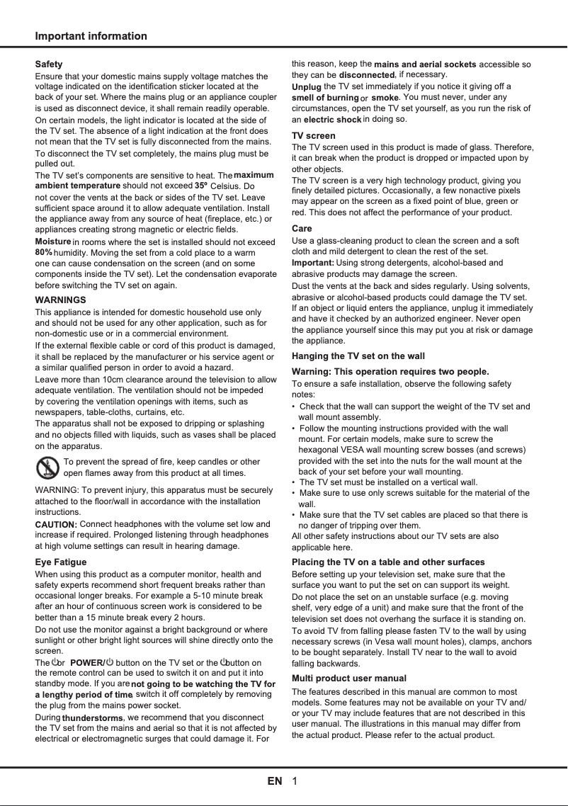 Página 1 del manual Manual de usuario Thomson 55FW6765