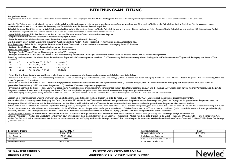 Imagen de la primera página del manual del dispositivo REV01