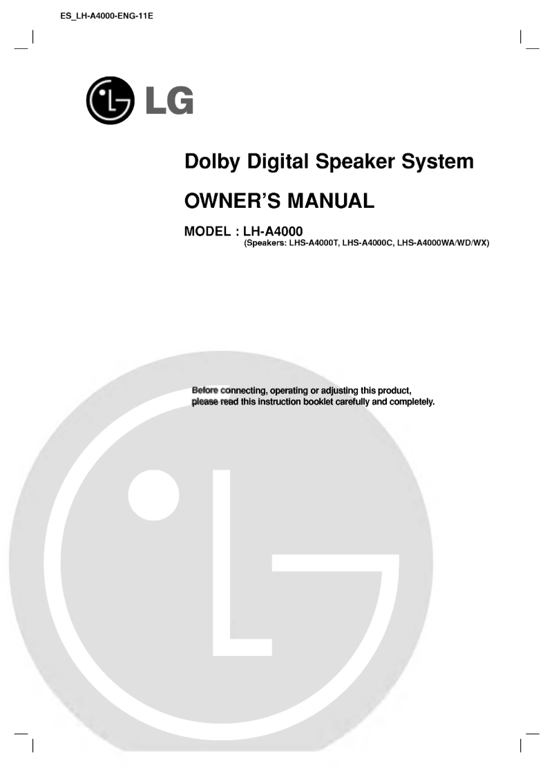 Imagen de la primera página del manual del dispositivo LHS-A4000WD
