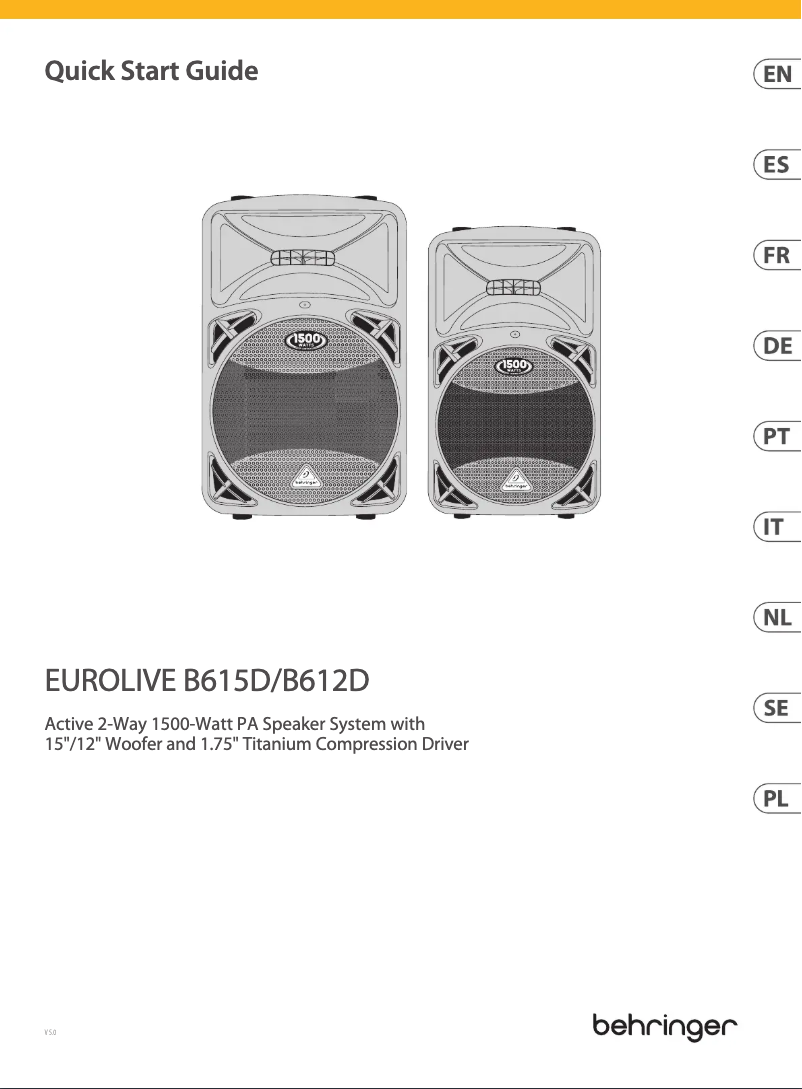 Página 1 del manual Guía de inicio rápido Behringer Eurolive B615D