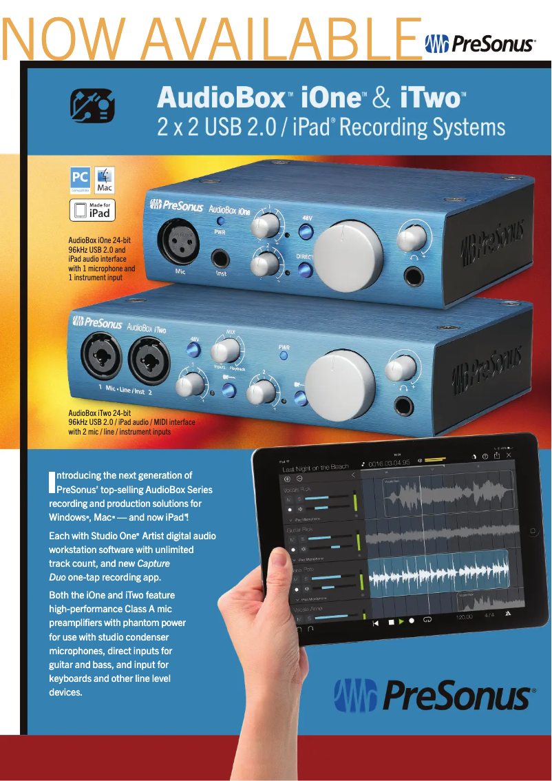 Página 1 del manual Ficha técnica PreSonus Audiobox iOne