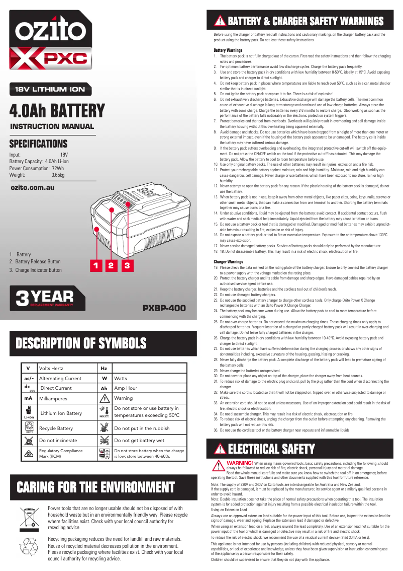 Imagen de la primera página del manual del dispositivo PXBC-800C