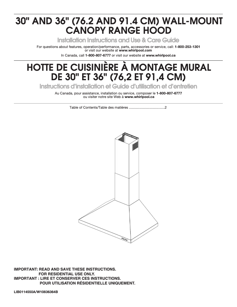 Página 1 del manual Guía de instalación Whirlpool WVW53UC0FS