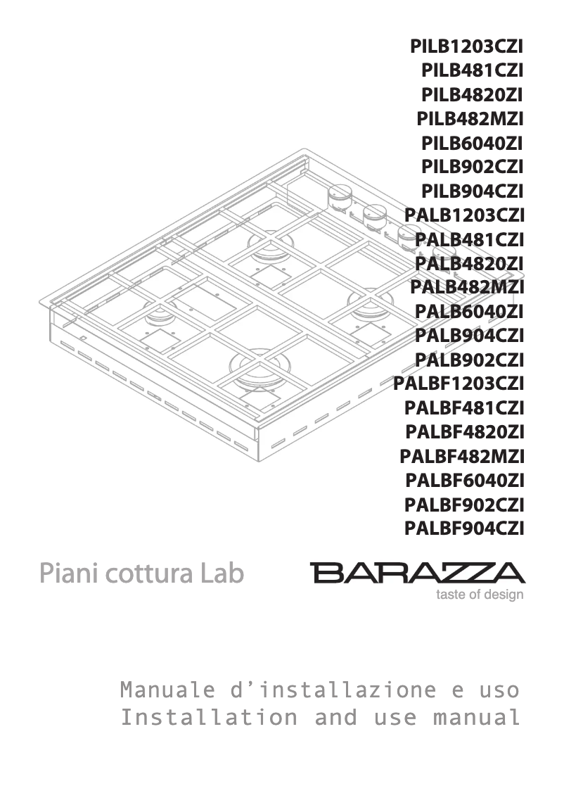 Página 1 del manual Guía de instalación Barazza LABH900-3NG