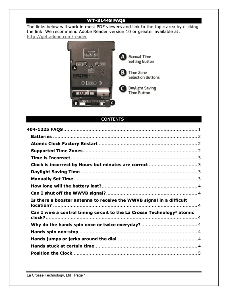 Página 1 del manual Preguntas frecuentes La Crosse Technology WT-3144S