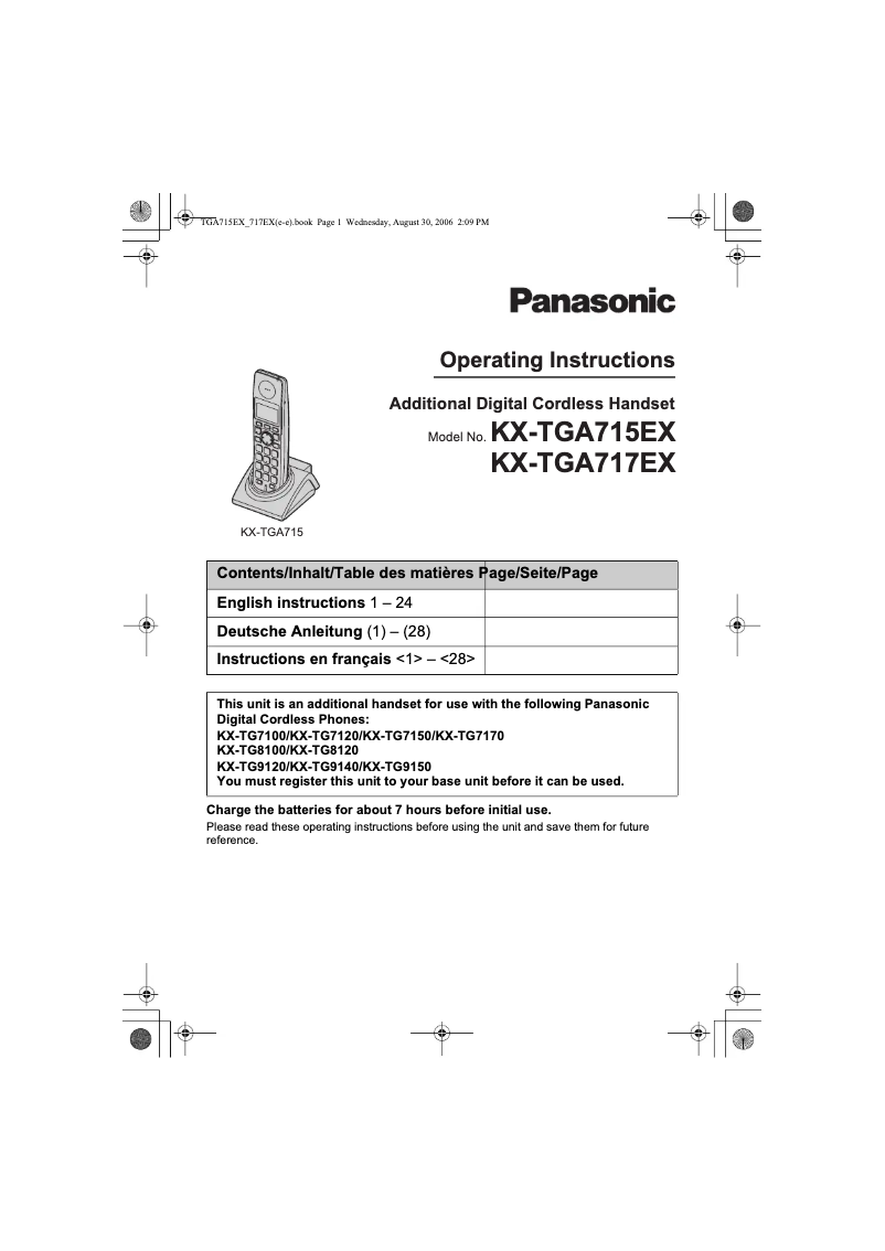 Página 1 del manual Manual de usuario Panasonic KX-TGA715