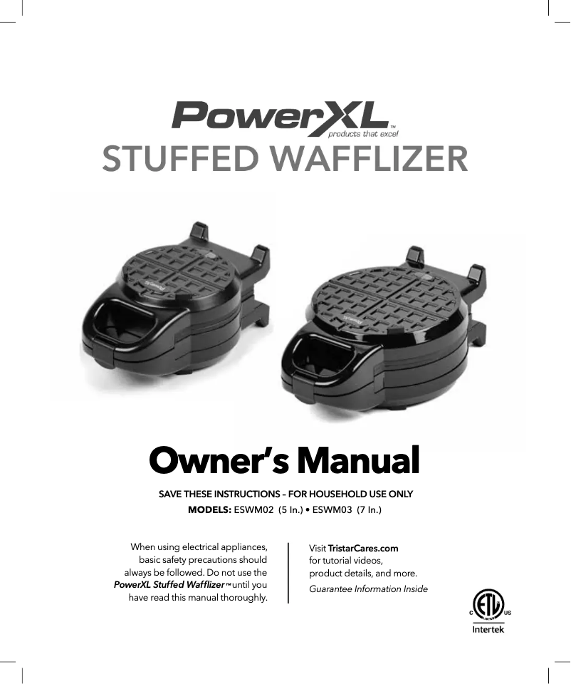 Imagen de la primera página del manual del dispositivo Stuffed Wafflizer ESWM02