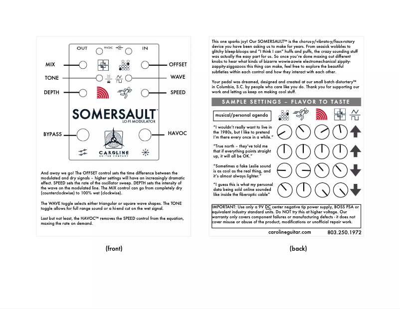 Imagen de la primera página del manual del dispositivo Somersault