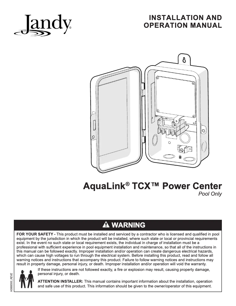 Página 1 del manual Manual de usuario JANDY AquaLink TCX