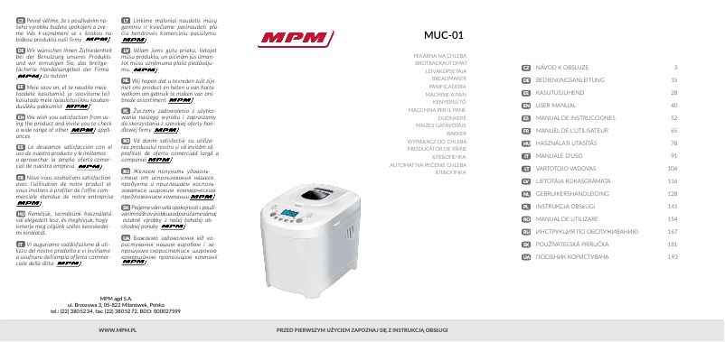 Imagen de la primera página del manual del dispositivo MUC-01