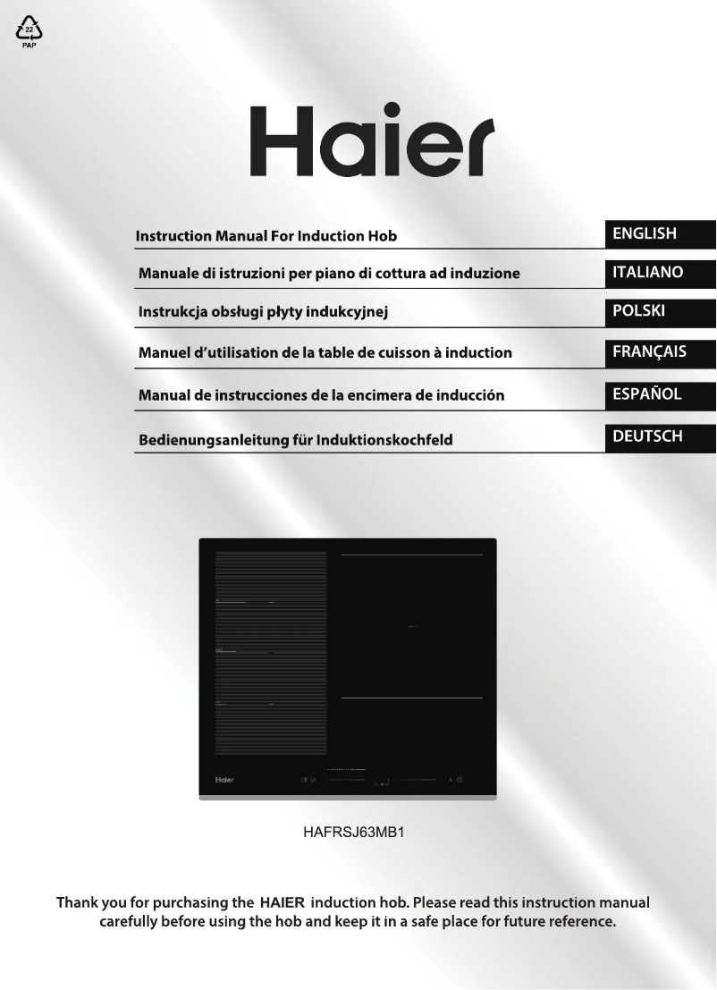 Imagen de la primera página del manual del dispositivo HAFRSJ63MB1