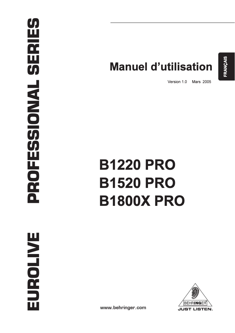 Imagen de la primera página del manual del dispositivo Eurolive B1800X Pro