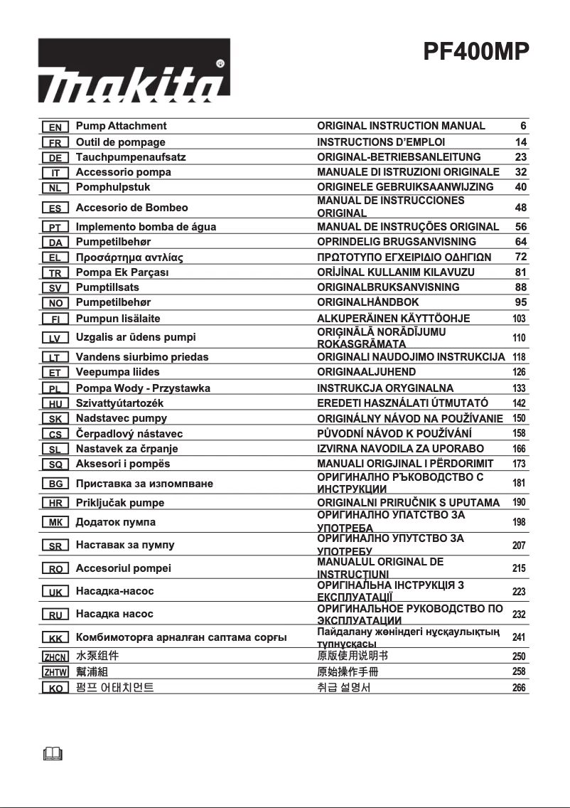 Página 1 del manual Manual de usuario Makita PF400MP
