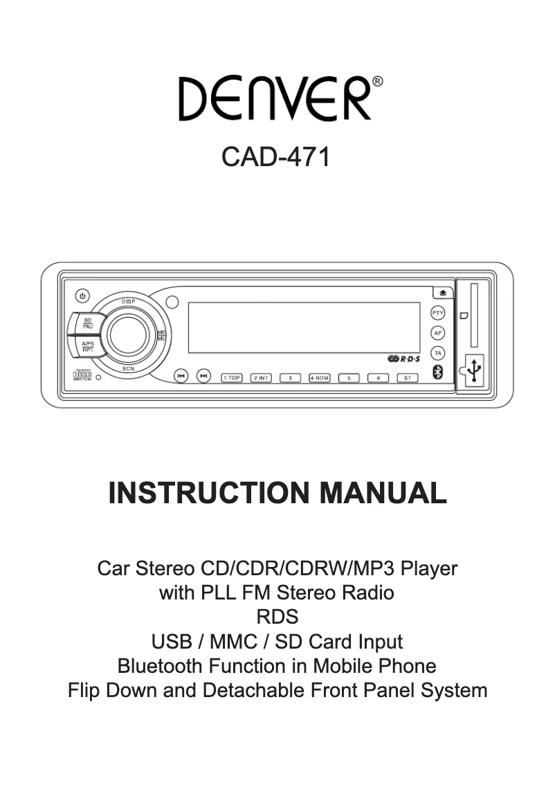 Página nº 1 - Manual de usuario Denver CAD-471