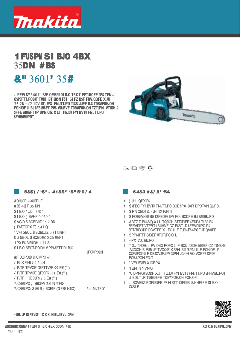 Página 1 del manual Ficha técnica Makita EA3601F35B
