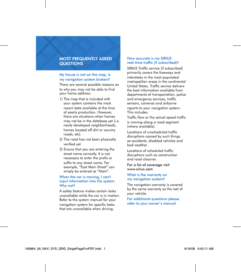 Página 1 del manual Guía de inicio rápido Lincoln MKS (2009)