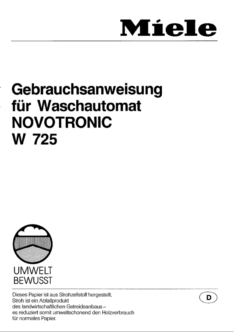Página 1 del manual Manual de usuario Miele Novotronic W 725